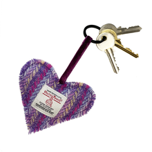 Load image into Gallery viewer, Lilac Sprinkles Harris Tweed Heart Keyring