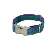 Load image into Gallery viewer, Lavender Peppermint Tartan Harris Tweed Dog Collar
