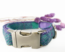 Load image into Gallery viewer, Lavender Peppermint Tartan Harris Tweed Dog Collar
