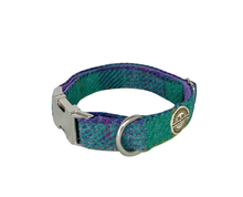 Load image into Gallery viewer, Lavender Peppermint Tartan Harris Tweed Dog Collar
