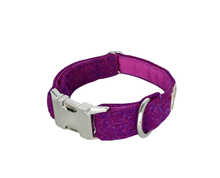 Load image into Gallery viewer, Purple Sugarplum Harris Tweed Match Me and My Pet Bow and Collar Set
