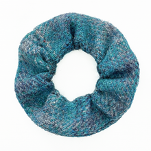 Load image into Gallery viewer, Glacier Blue Tartan Harris Tweed Hair Scrunchie

