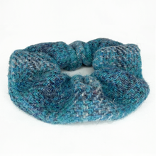 Load image into Gallery viewer, Glacier Blue Tartan Harris Tweed Hair Scrunchie
