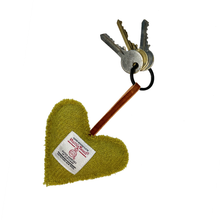 Load image into Gallery viewer, Amazon Moss Harris Tweed Heart Keyring
