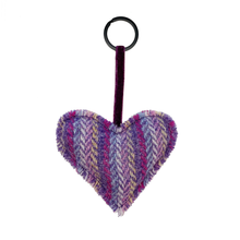 Load image into Gallery viewer, Lilac Sprinkles Harris Tweed Heart Keyring
