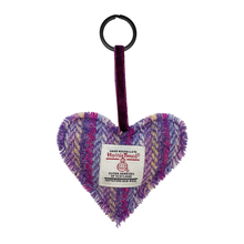 Load image into Gallery viewer, Lilac Sprinkles Harris Tweed Heart Keyring
