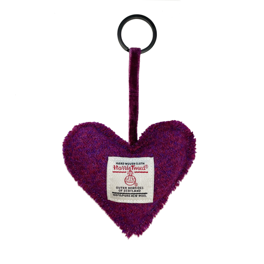 Purple Sugarplum Harris Tweed Heart Keyring