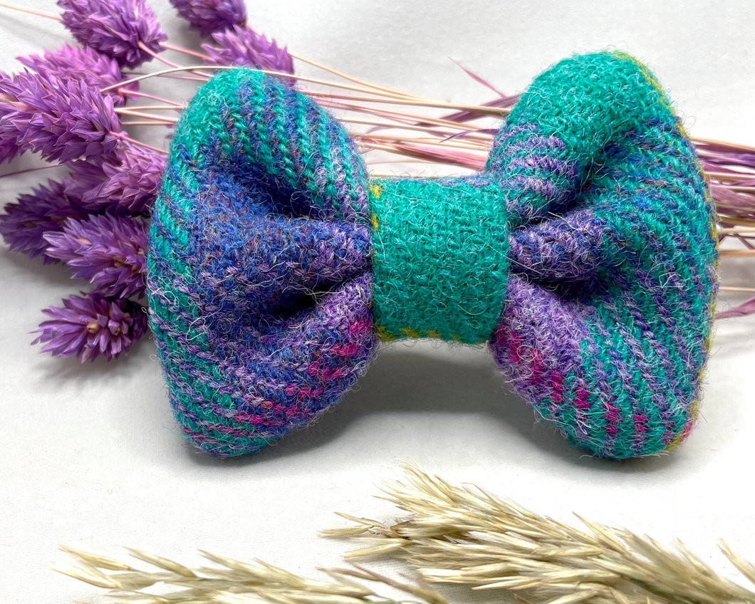 Lavender Peppermint Tartan Harris Tweed Hair Bow