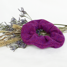 Load image into Gallery viewer, Purple Sugarplum Harris Tweed Hair Scrunchie
