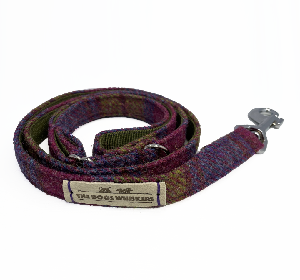 Ravishing Rhubarb Harris Tweed Dog Lead