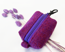 Load image into Gallery viewer, Purple Sugarplum Harris Tweed Treat/Poop Bag
